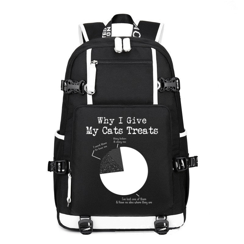 Why I Give My Cats Threats black printing Canvas Backpack