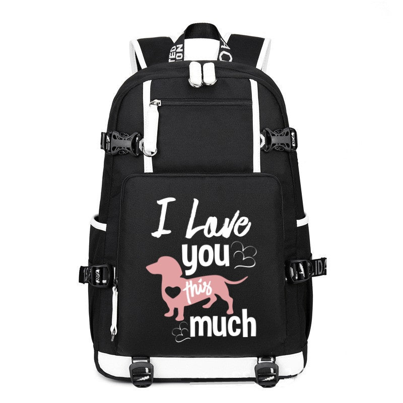 Dog I love you this much printing Canvas Backpack
