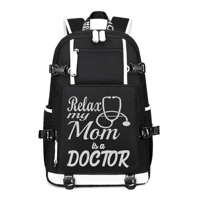Relax My Mom is a Doctor printing Canvas Backpack