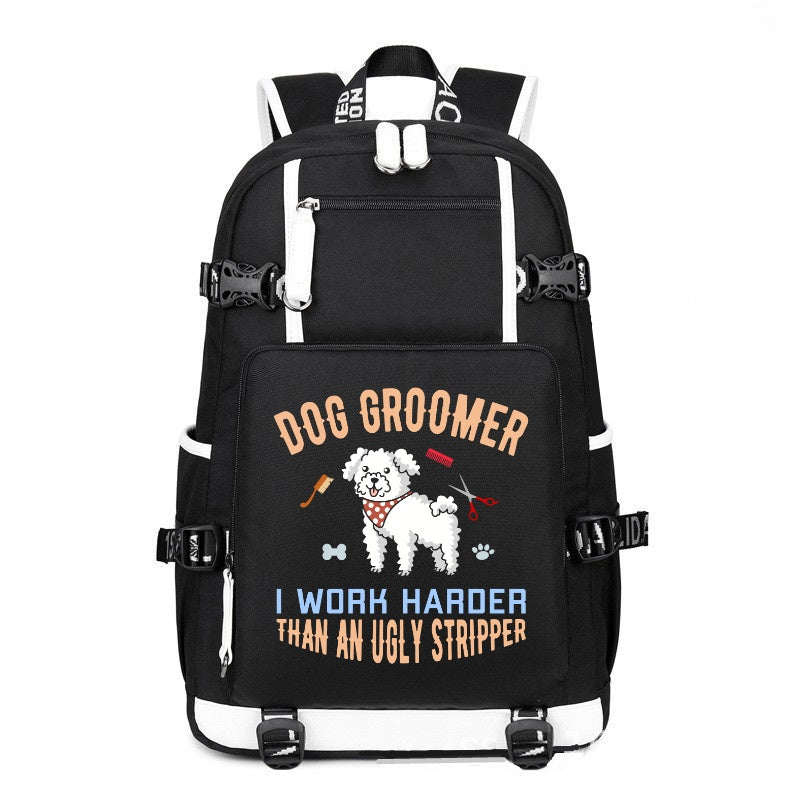 Dog groomer I work harder than an ugly stripper printing Canvas Backpack