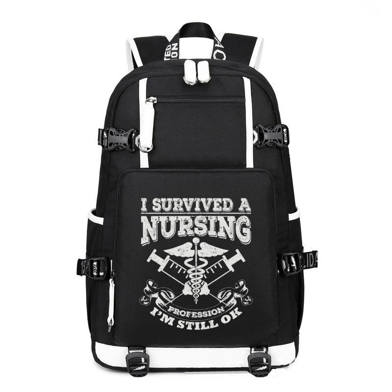 I Survived A Nursing printing Canvas Backpack