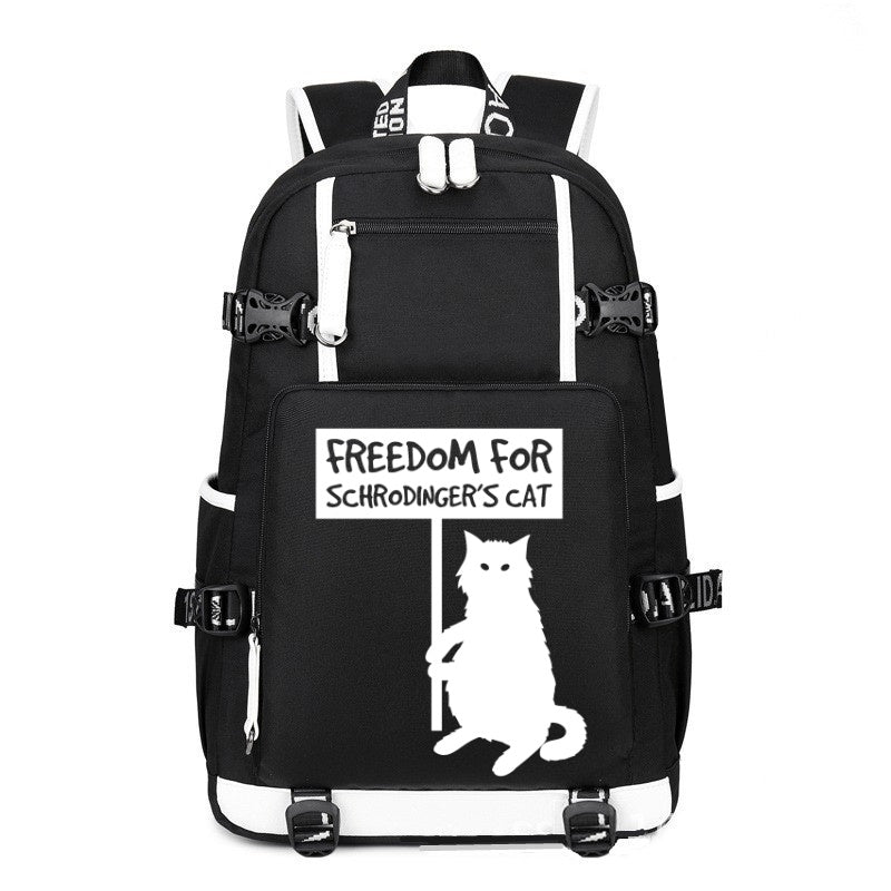 FREEDOM For SCHRODINGERS CAT black printing Canvas Backpack