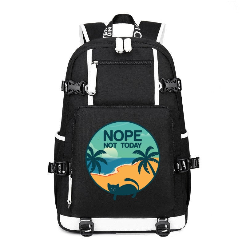 CAT NOPE NOT TODAY black printing Canvas Backpack