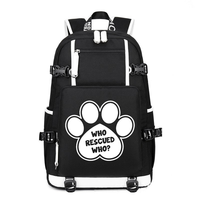 Funny dog feet who rescue who? printing Canvas Backpack
