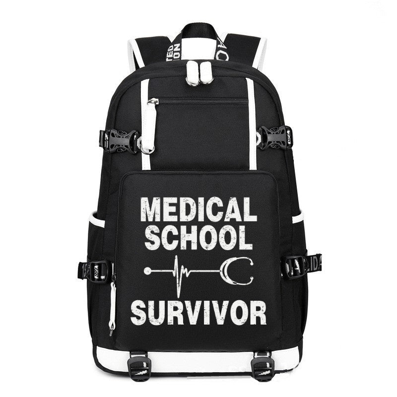 Medical School Survivor printing Canvas Backpack