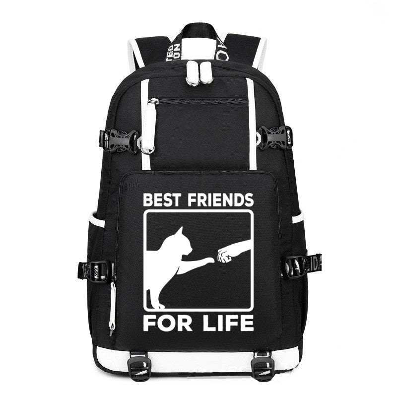 CAT BEST FRIENDS FOR LIFE printing Canvas Backpack