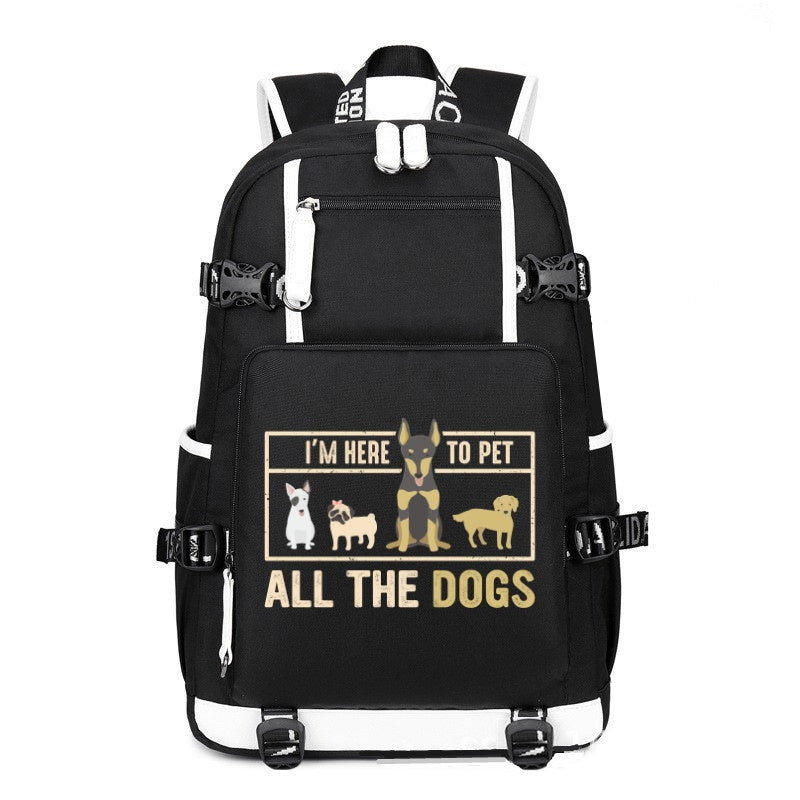 I'm here to pet all the dogs printing Canvas Backpack