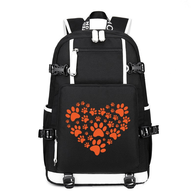 Dog heart printing Canvas Backpack