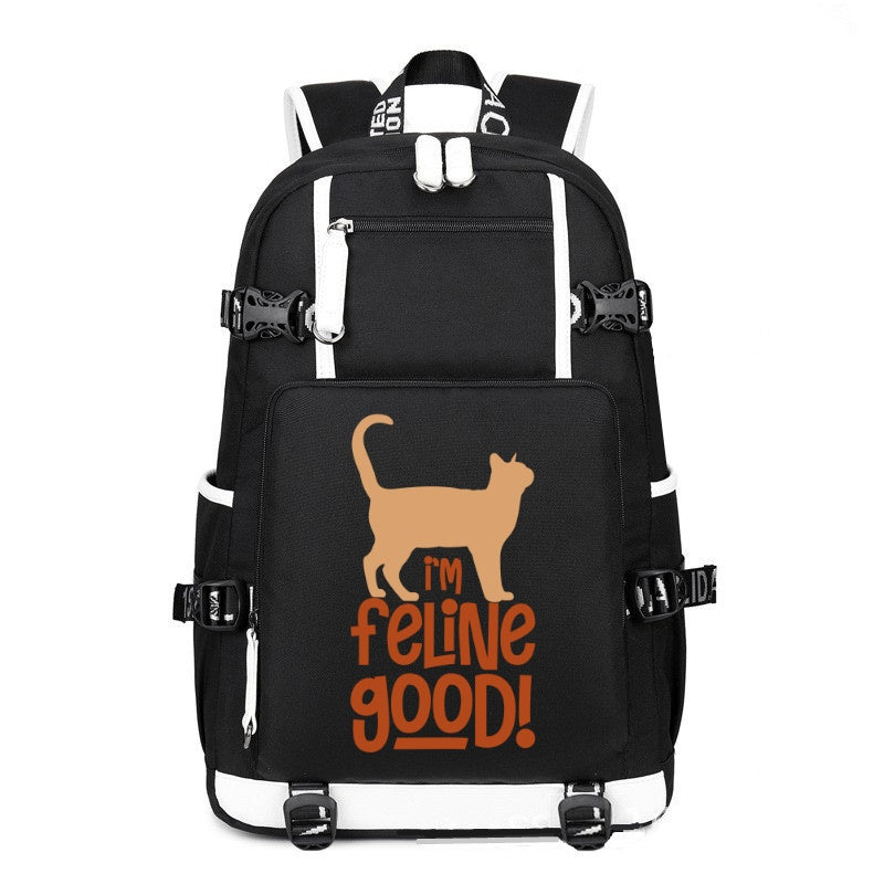 CAT I'm feline good printing Canvas Backpack