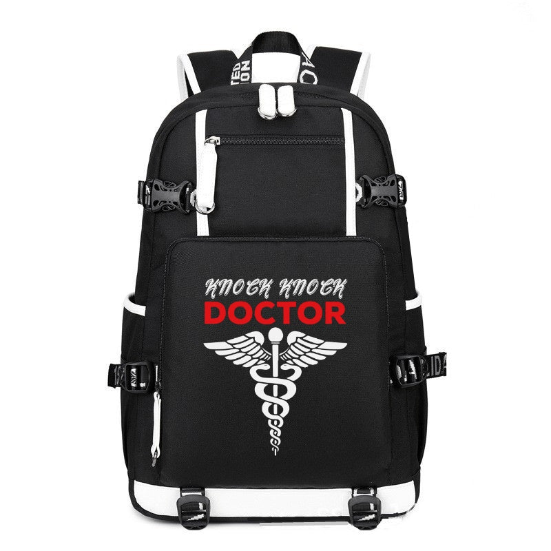 Knock Knock Doctor design printing Canvas Backpack