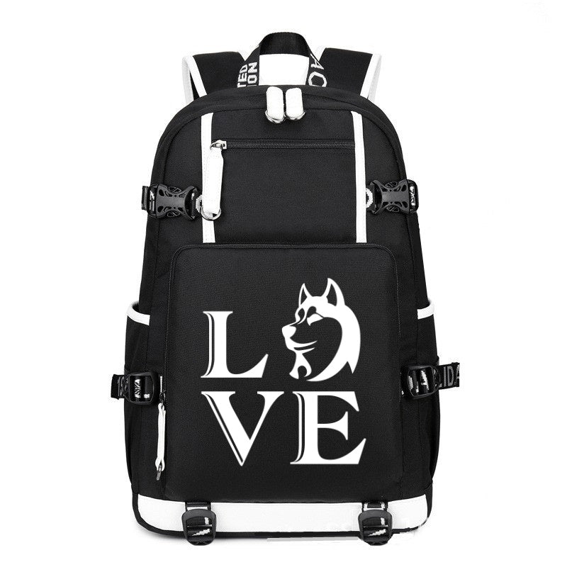 Love Dog printing Canvas Backpack