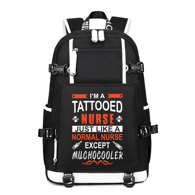 I'M A Tattooed Nurse printing Canvas Backpack