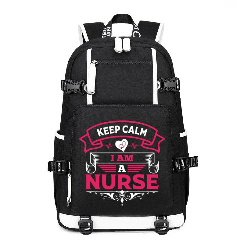 Keep Calm I Am A Nurse printing Canvas Backpack