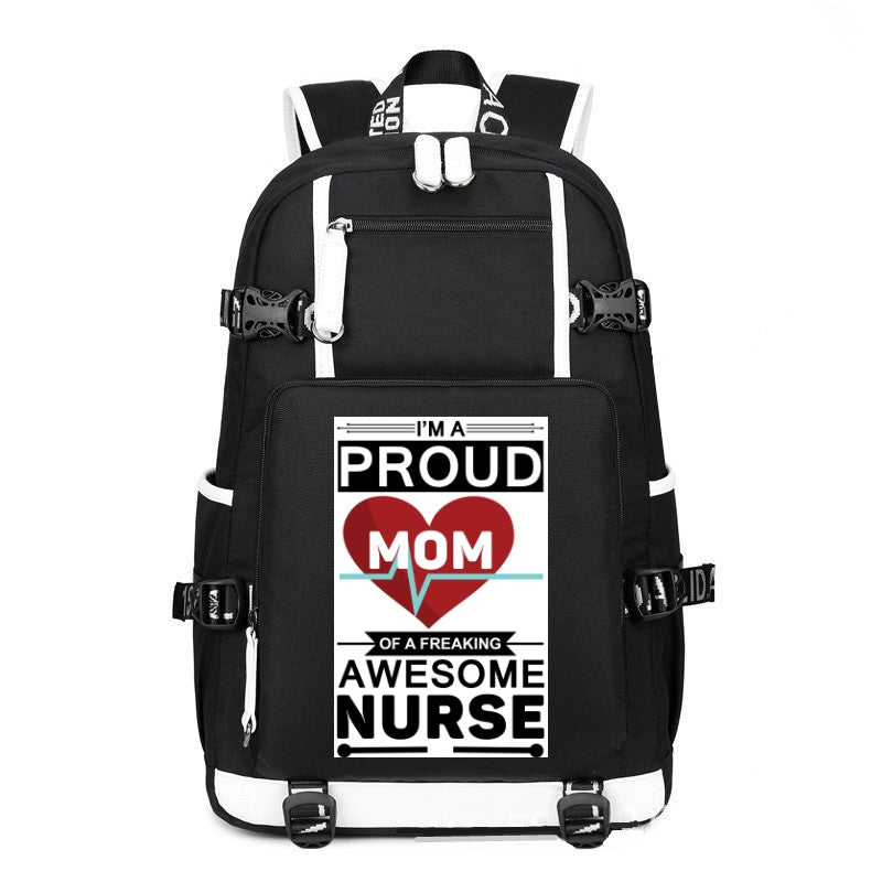 I'M A Proud Mom  printing Canvas Backpack