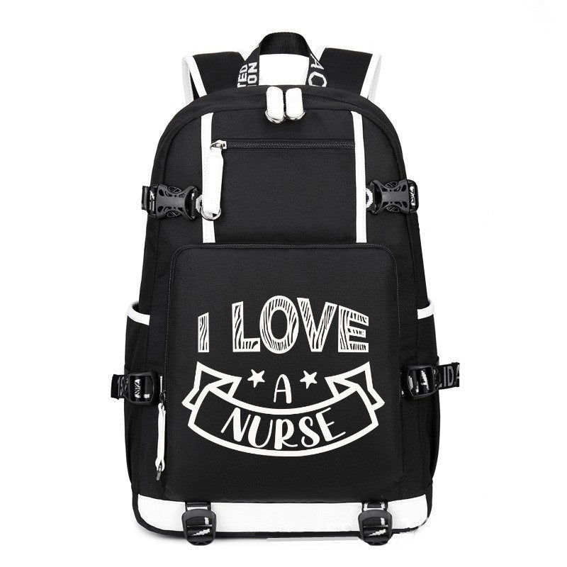 I Love A Nurse design printing Canvas Backpack