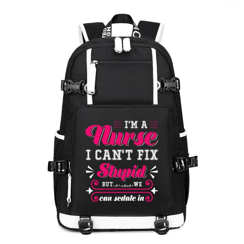I Can't Fix Stupid printing Canvas Backpack