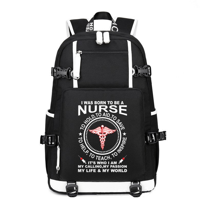 I Was Born To Be A Nurse printing Canvas Backpack