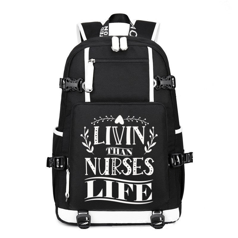 Livin That Nurses Life printing Canvas Backpack