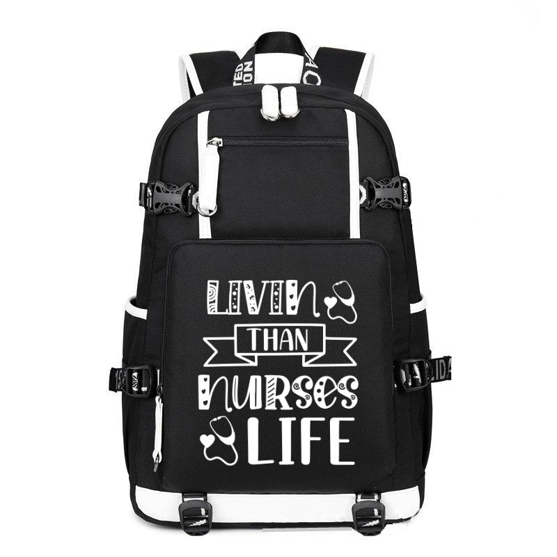 Livin That Nurses Life design printing Canvas Backpack