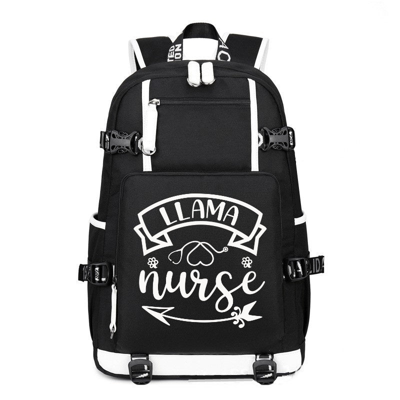 LLAMA Nurse printing Canvas Backpack
