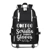 Nurse Coffee scrubs and Rubber Gloves design printing Canvas Backpack