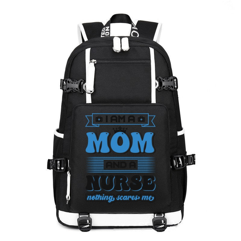 I AM A MOM And A Nurse printing Canvas Backpack