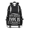 My Blood Type Is Coffee printing Canvas Backpack