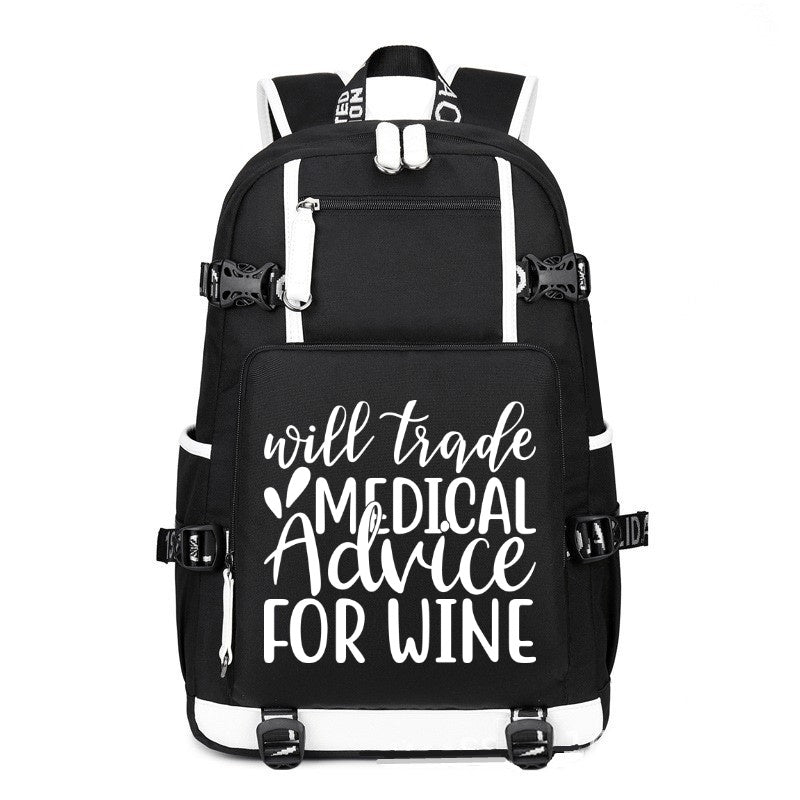 Will Trade Medical Advice For Wine printing Canvas Backpack