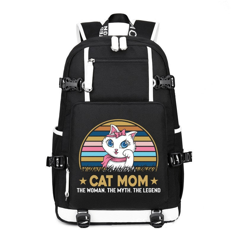 CAT MOM THE WOMAN THE MYTH THE LEGEND black printing Canvas Backpack