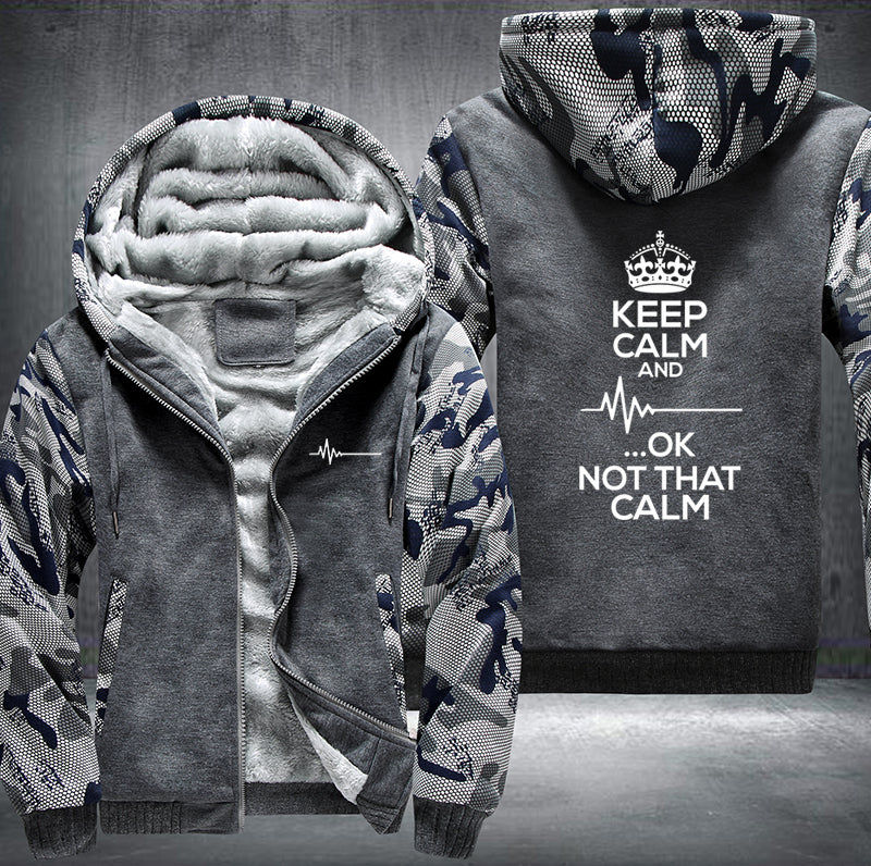 Heart rate keep calm and ok not that calm Fleece Hoodies Jacket