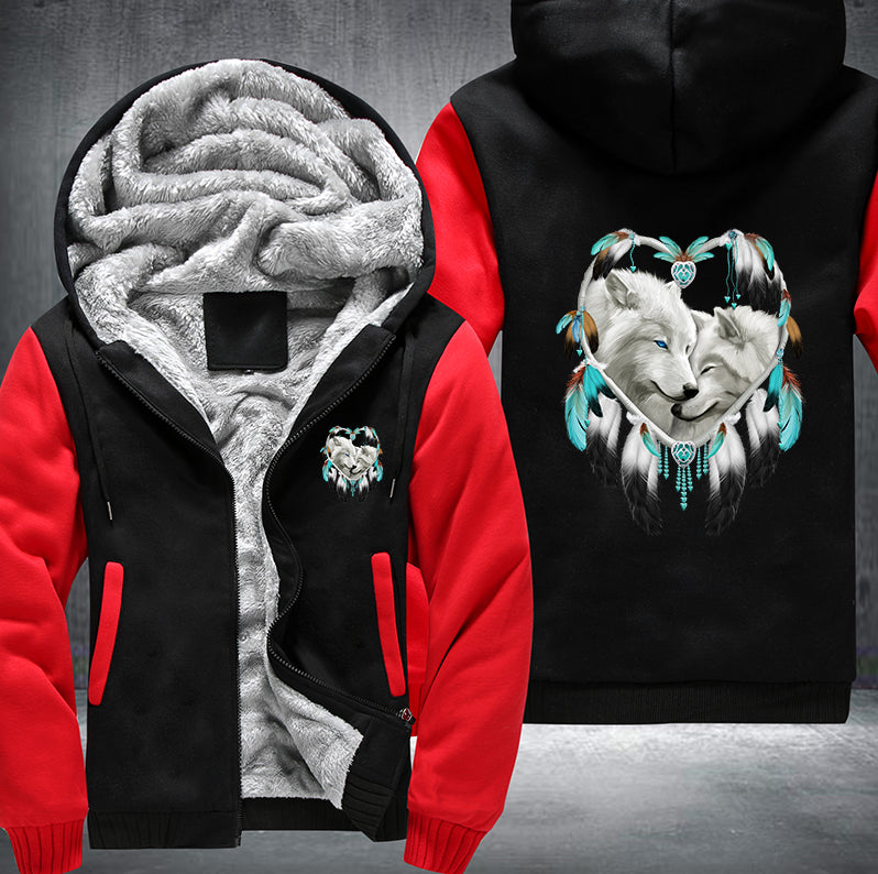 LOVELY COUPLE WOLF DESIGN Fleece Hoodies Jacket