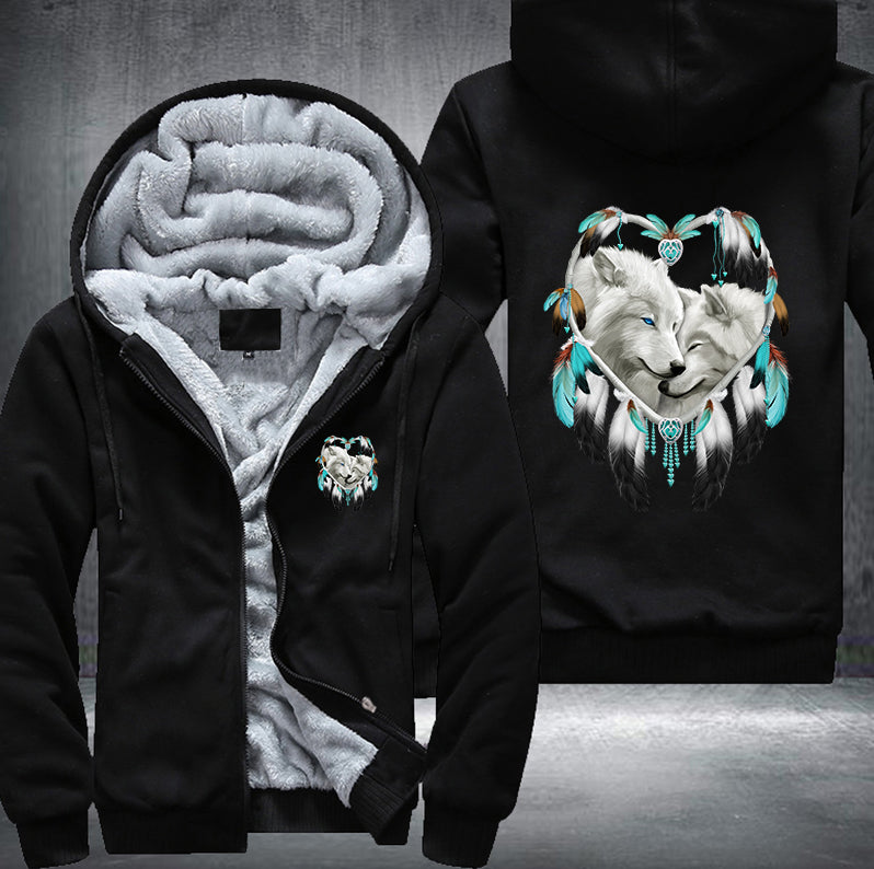 LOVELY COUPLE WOLF DESIGN Fleece Hoodies Jacket