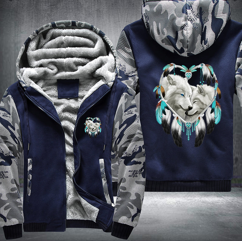 LOVELY COUPLE WOLF DESIGN Fleece Hoodies Jacket