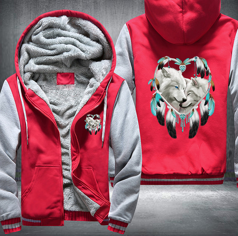LOVELY COUPLE WOLF DESIGN Fleece Hoodies Jacket