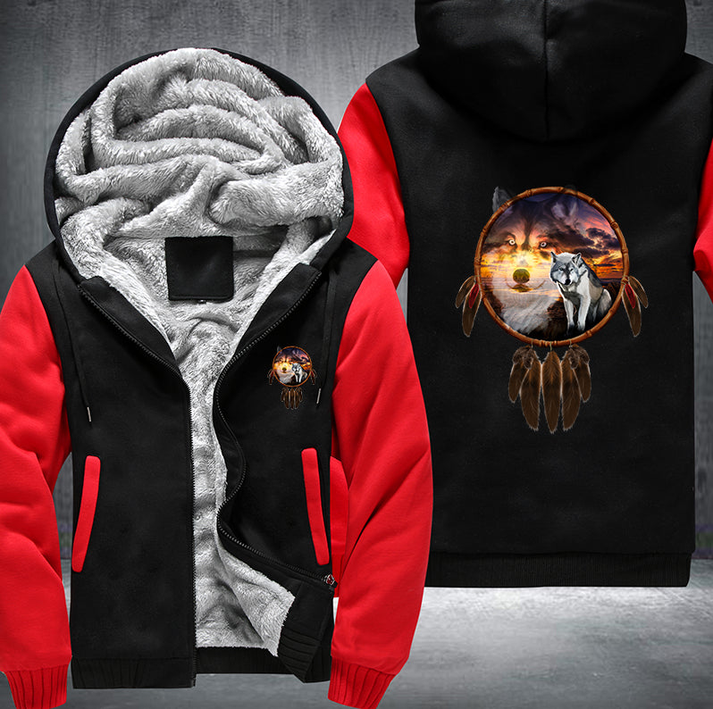 THE SUNSET WOLF DESIGN Fleece Hoodies Jacket