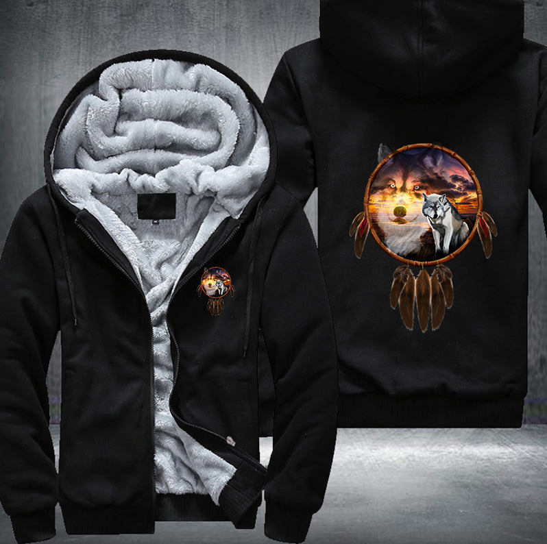 THE SUNSET WOLF DESIGN Fleece Hoodies Jacket
