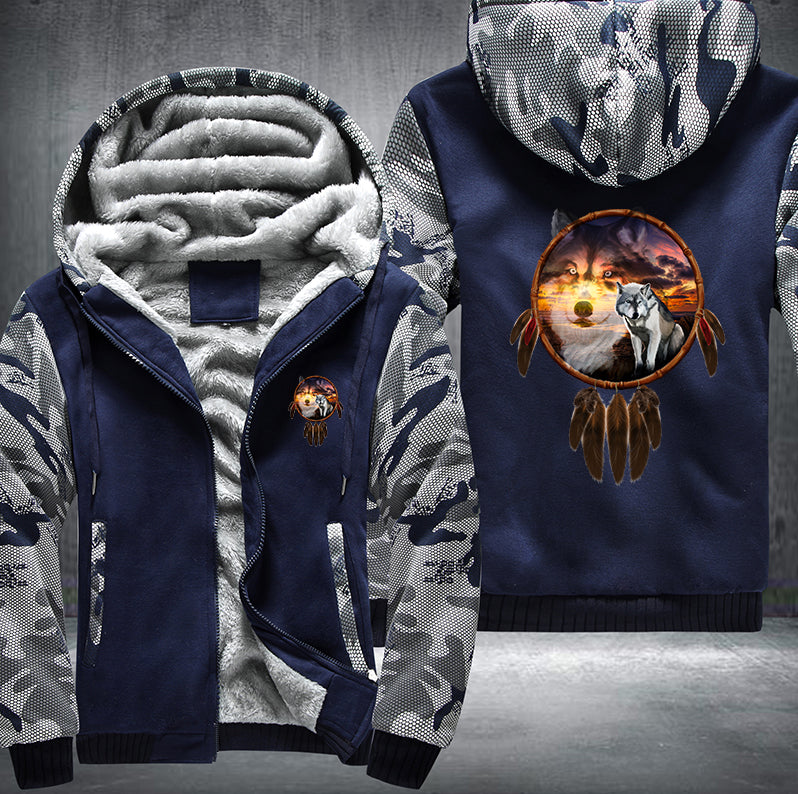 THE SUNSET WOLF DESIGN Fleece Hoodies Jacket