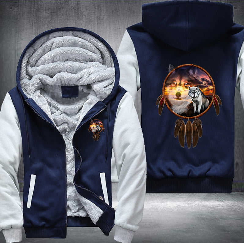 THE SUNSET WOLF DESIGN Fleece Hoodies Jacket