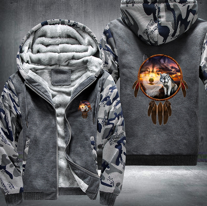 THE SUNSET WOLF DESIGN Fleece Hoodies Jacket