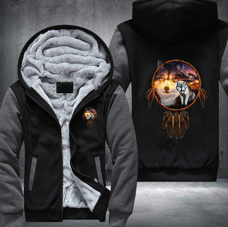 THE SUNSET WOLF DESIGN Fleece Hoodies Jacket