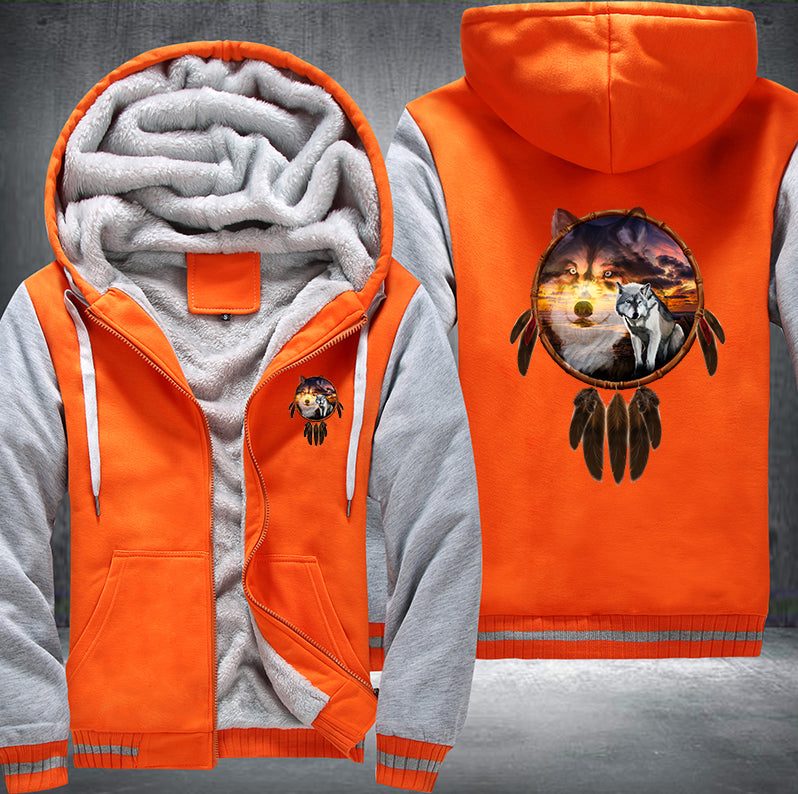 THE SUNSET WOLF DESIGN Fleece Hoodies Jacket