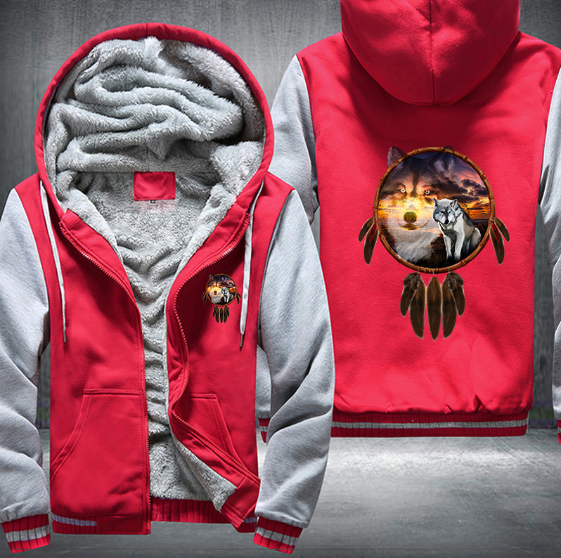 THE SUNSET WOLF DESIGN Fleece Hoodies Jacket