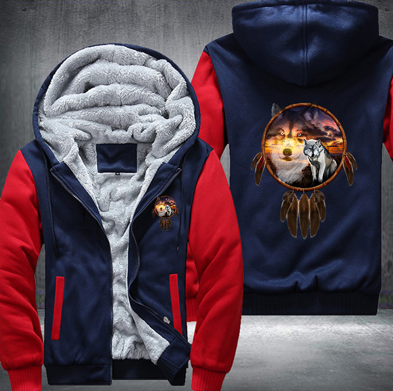 THE SUNSET WOLF DESIGN Fleece Hoodies Jacket