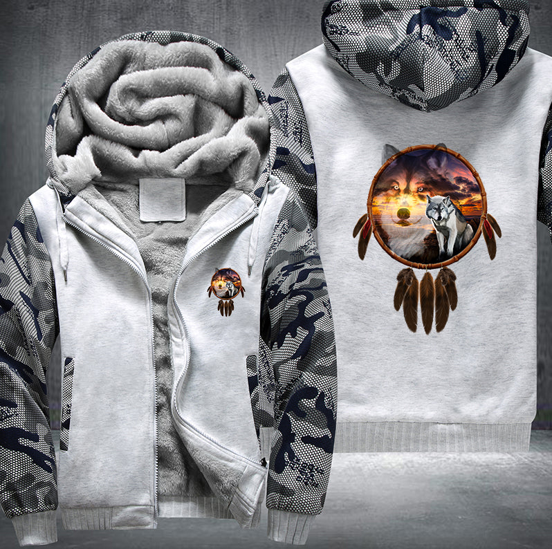 THE SUNSET WOLF DESIGN Fleece Hoodies Jacket