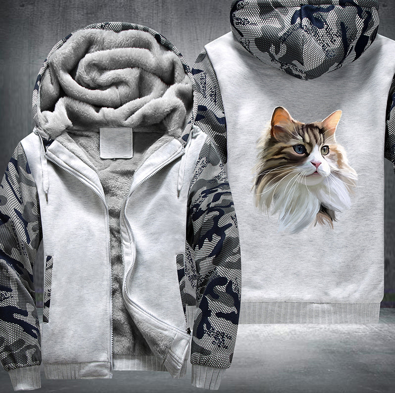 Domestic long-haired cat Fleece Hoodies Jacket