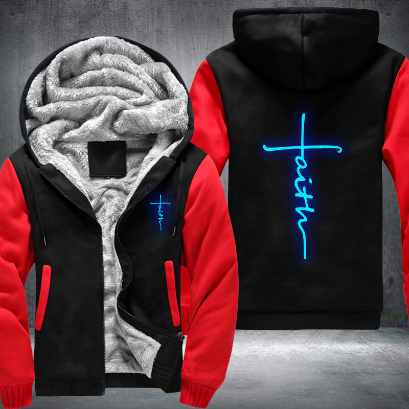Faith Cross Christian Luminous Fleece Hoodies Jacket