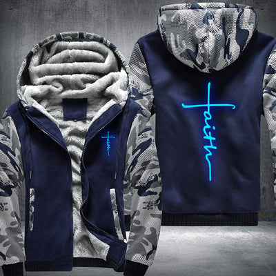 Faith Cross Christian Luminous Fleece Hoodies Jacket