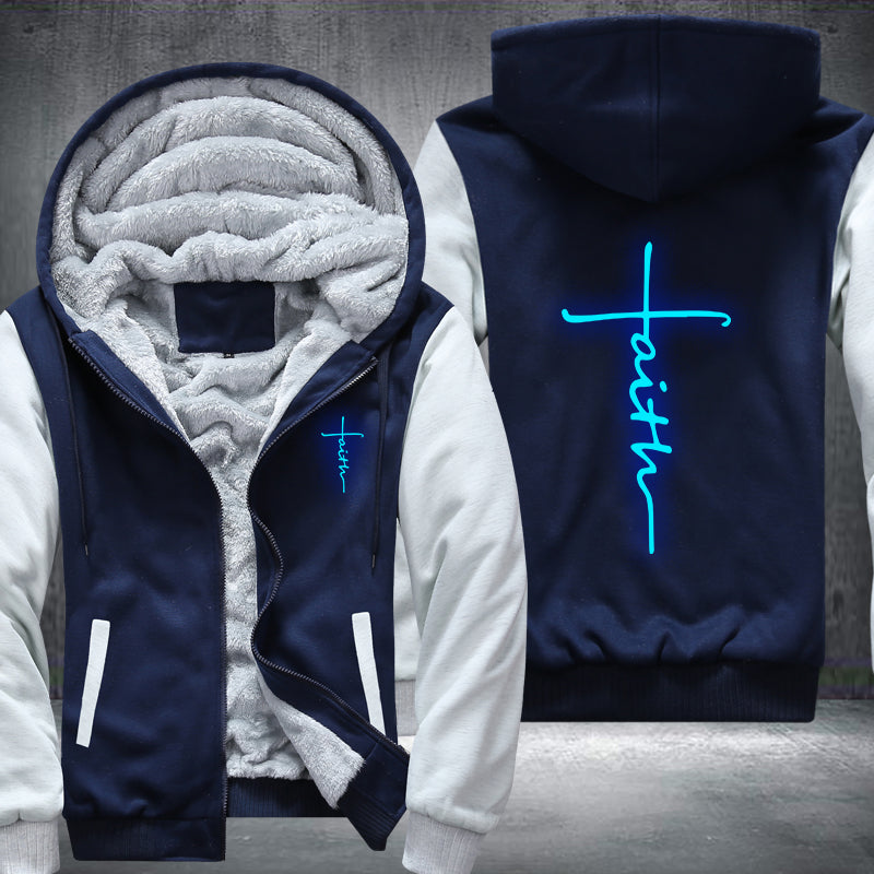 Faith Cross Christian Luminous Fleece Hoodies Jacket