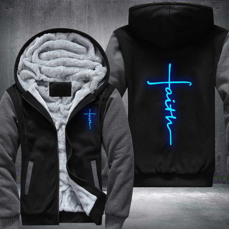 Faith Cross Christian Luminous Fleece Hoodies Jacket