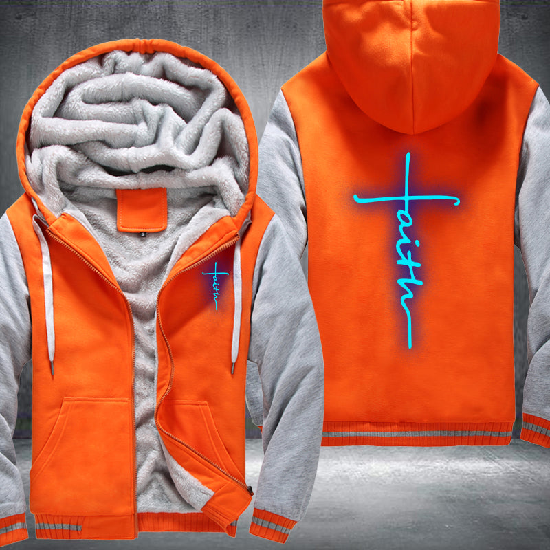 Faith Cross Christian Luminous Fleece Hoodies Jacket